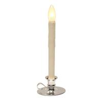 View Vanilla/Silver LED Taper Candle with Traditional Base